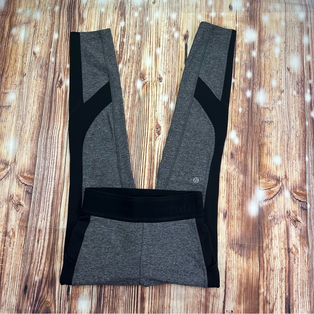 Lululemon Athletica Box It Out Tight Heathered Black / Black Leggings Size 4 - Picture 1 of 15